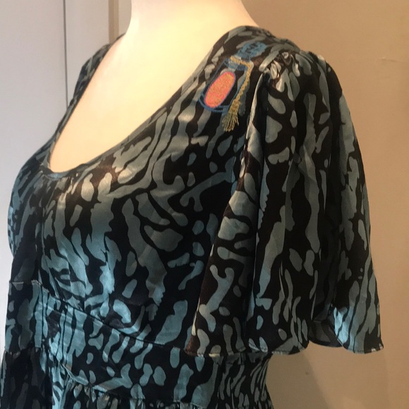 “TOPSHOP” for “LAURA” 80’s Embroidered Dress. - Picture 7 of 13